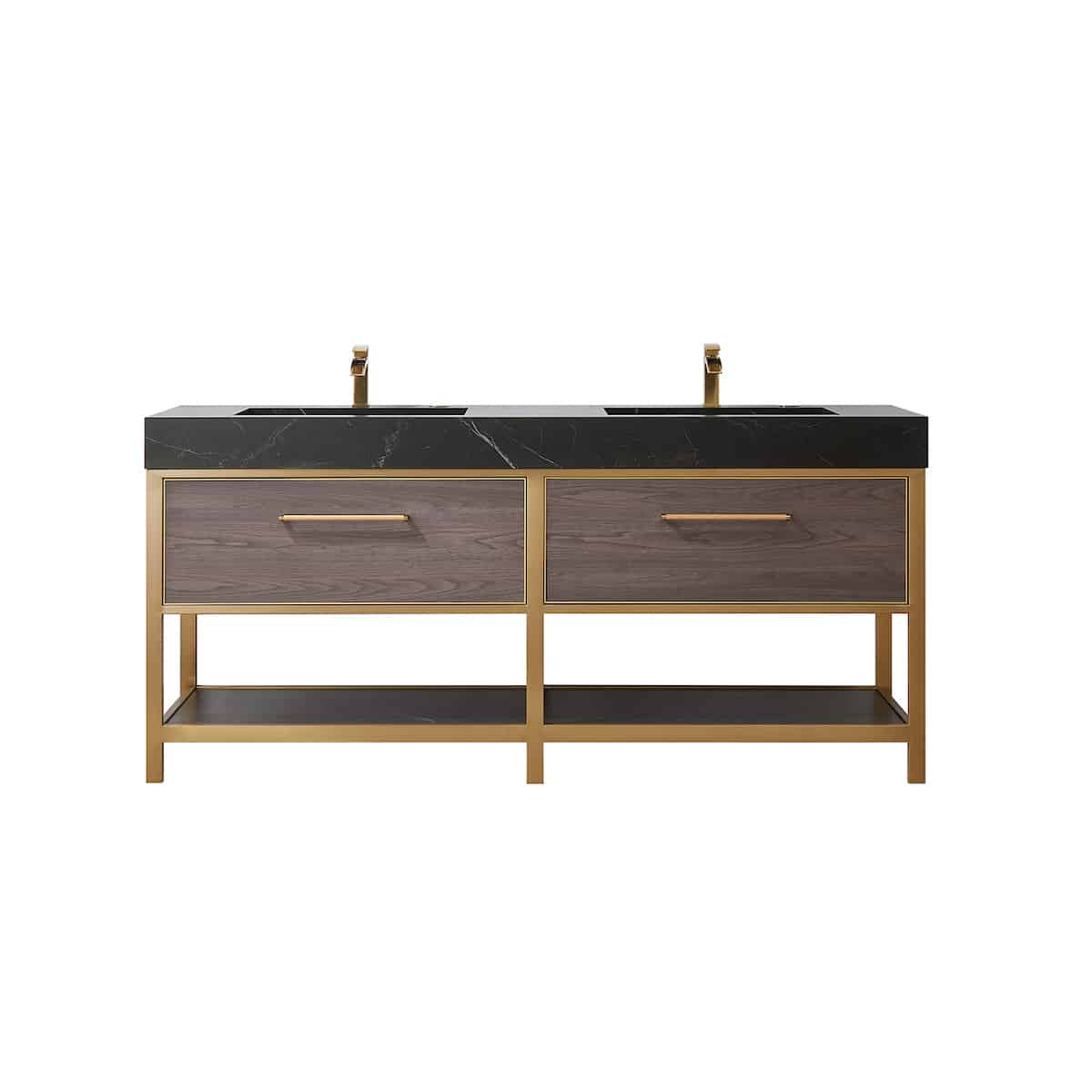 Vinnova Segovia 72 Inch Freestanding Double Sink Bath Vanity in Suleiman Oak with Black Sintered Stone Top Without Mirror 702072-SO-SL-NM #mirror_without mirror