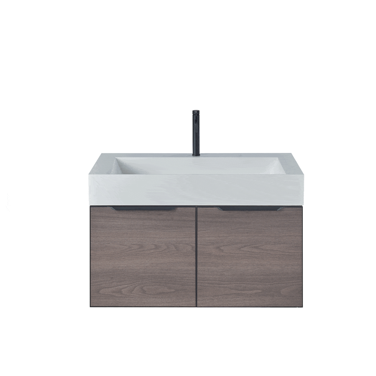 Vinnova Vegadeo Wall Mount Single Sink Bath Vanity with White One-Piece Composite Stone Sink Top 360 Degrees 7034-WH