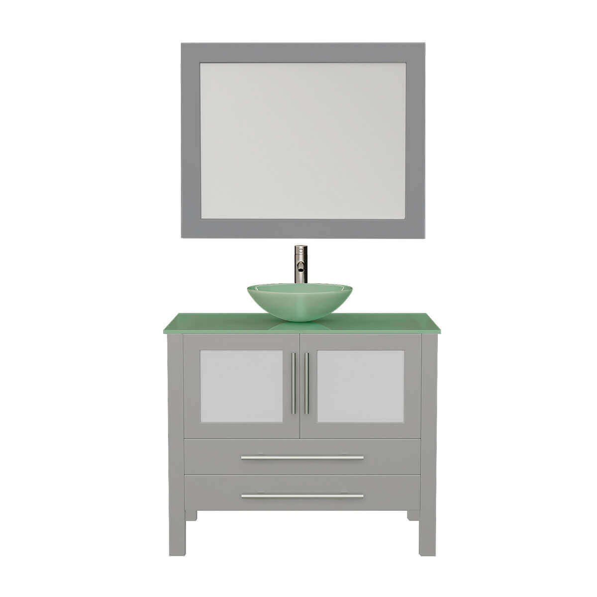 Cambridge Plumbing Complete 36" Gray Vanity Set with Brushed Nickel Plumbing 8111B-G-BN #faucet finish_brushed nickel