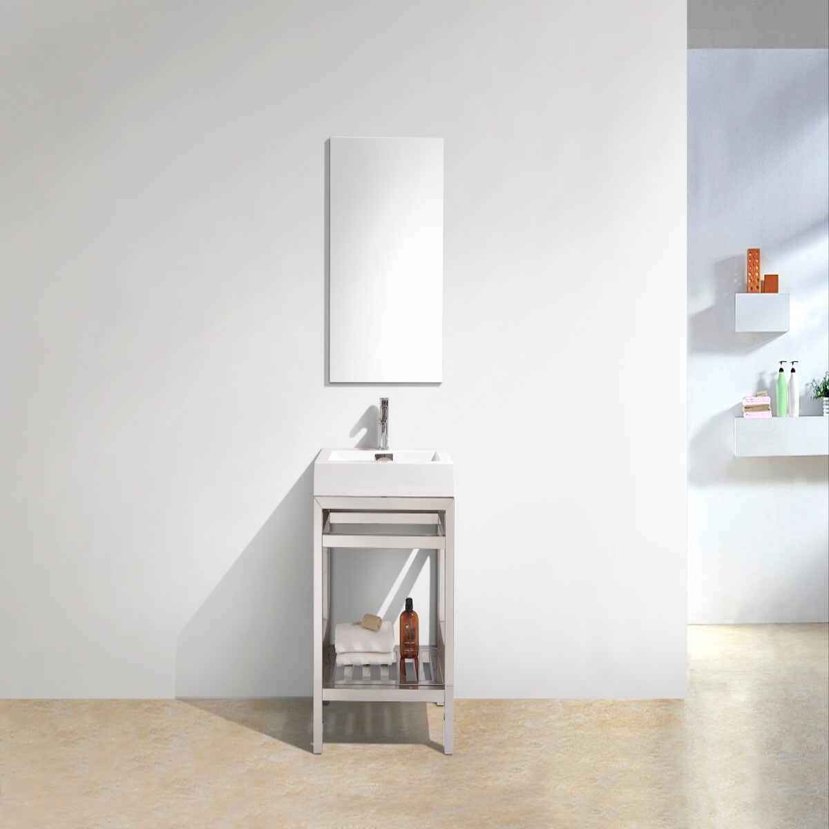 KubeBath Cisco 24” Chrome Stainless Steel Console with Acrylic Sink AC24 in Bathroom