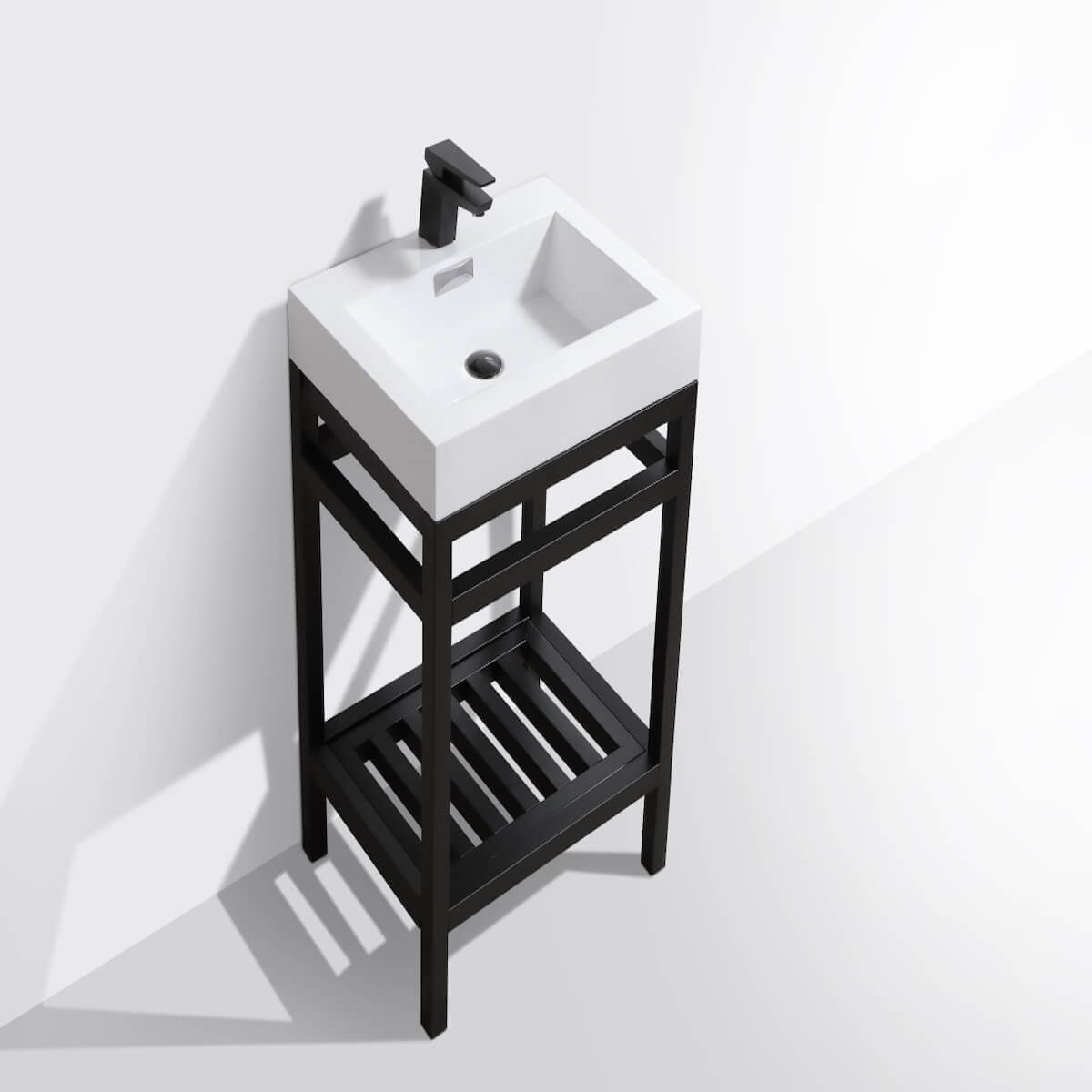 KubeBath Cisco 24” Matt Black Stainless Steel Console with Acrylic Sink AC24-BK