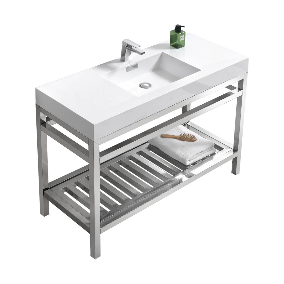 KubeBath Cisco 48” Chrome Stainless Steel Console with Acrylic Sink AC48