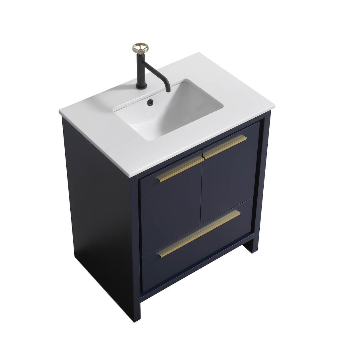 KubeBath Dolce 30” Blue Modern Bathroom Vanity with Quartz Countertop AD630BLUE #finish_blue