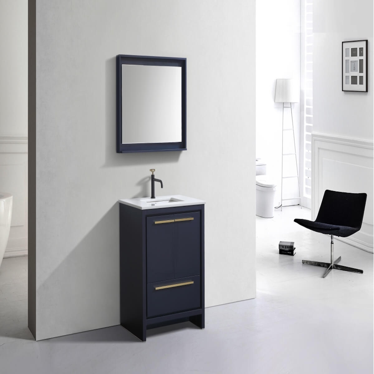 KubeBath Dolce 30” Blue Modern Bathroom Vanity with Quartz Countertop AD630BLUE in Bathroom #finish_blue