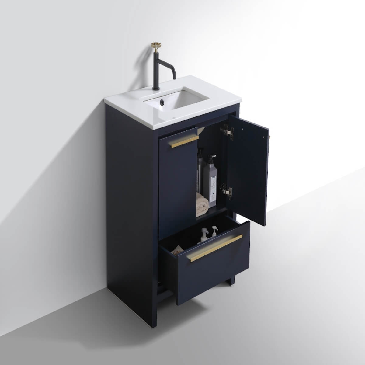 KubeBath Dolce 30” Blue Modern Bathroom Vanity with Quartz Countertop AD630BLUE Inside #finish_blue