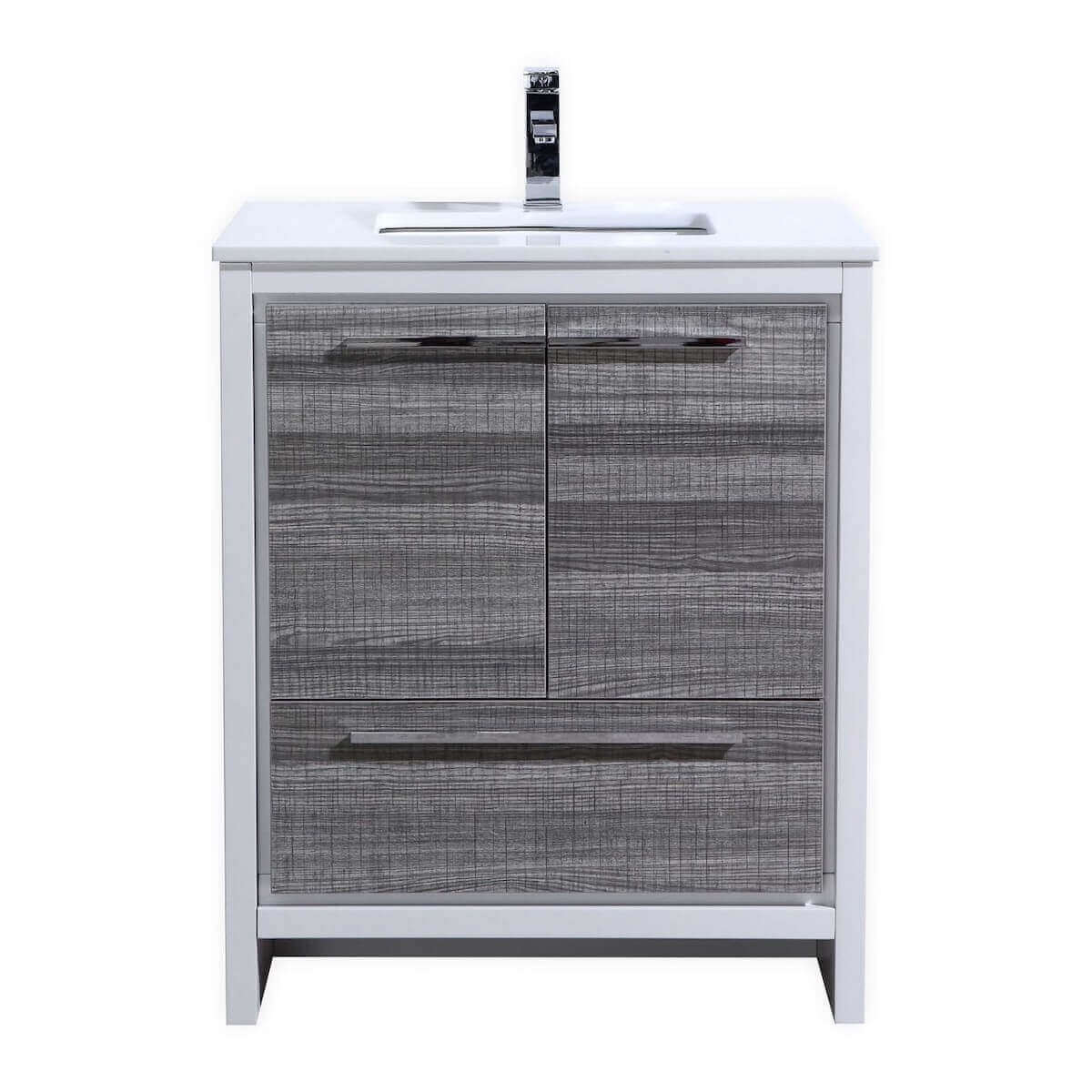 KubeBath Dolce 30” Ash Gray Freestanding Single Vanity with Quartz Countertop AD630HG #finish_ash gray