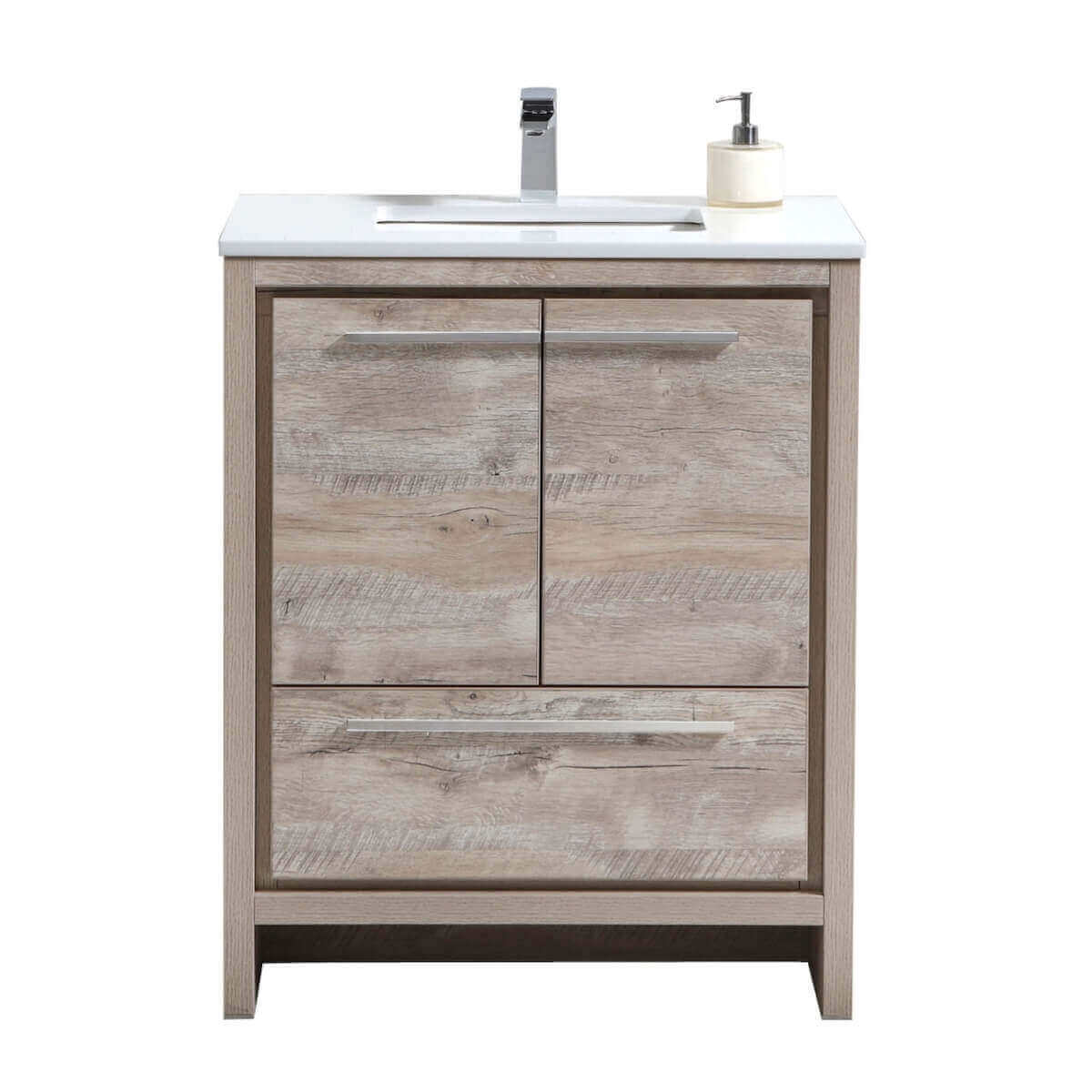 KubeBath Dolce 30” Nature Wood Freestanding Single Vanity with Quartz Countertop AD630NW #finish_nature wood