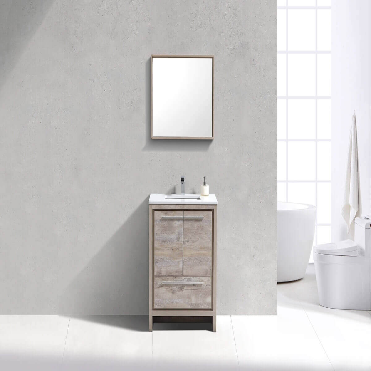 KubeBath Dolce 30” Nature Wood Freestanding Single Vanity with Quartz Countertop AD630NW in Bathroom #finish_nature wood