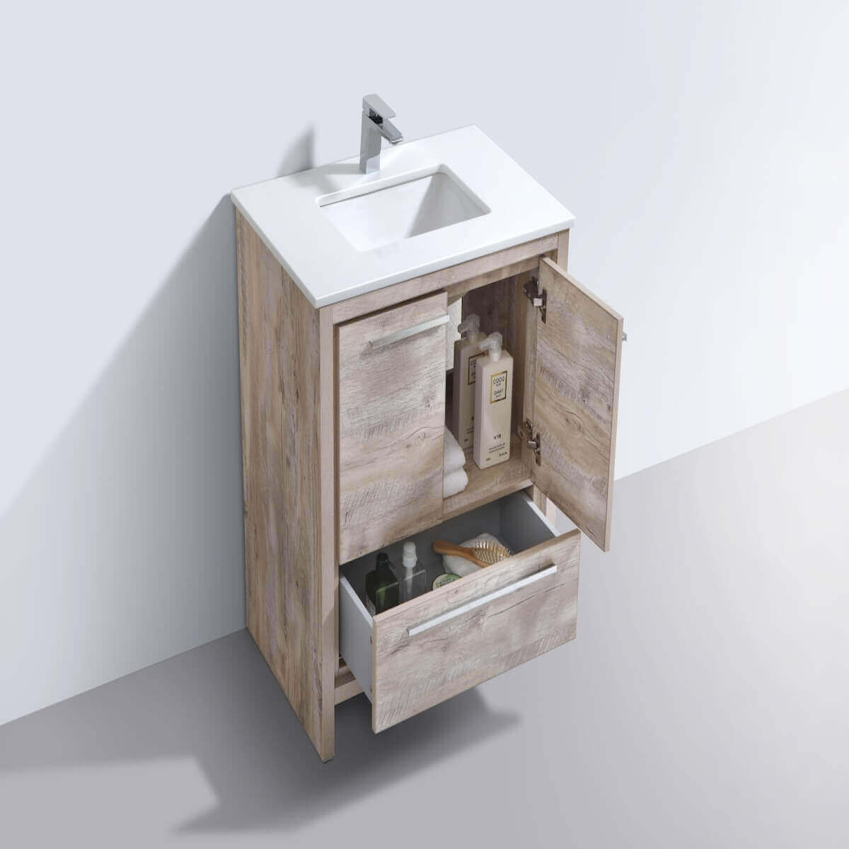 KubeBath Dolce 30” Nature Wood Freestanding Single Vanity with Quartz Countertop AD630NW Inside #finish_nature wood