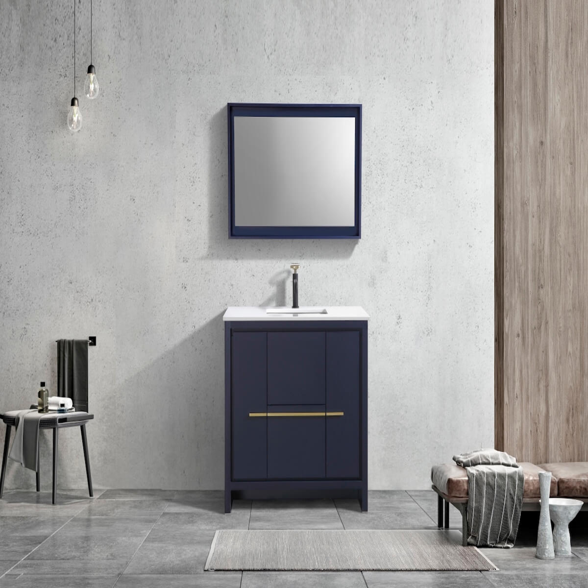 KubeBath Dolce 36” Blue Modern Bathroom Vanity with Quartz Countertop AD636BLUE in Bathroom #finish_blue