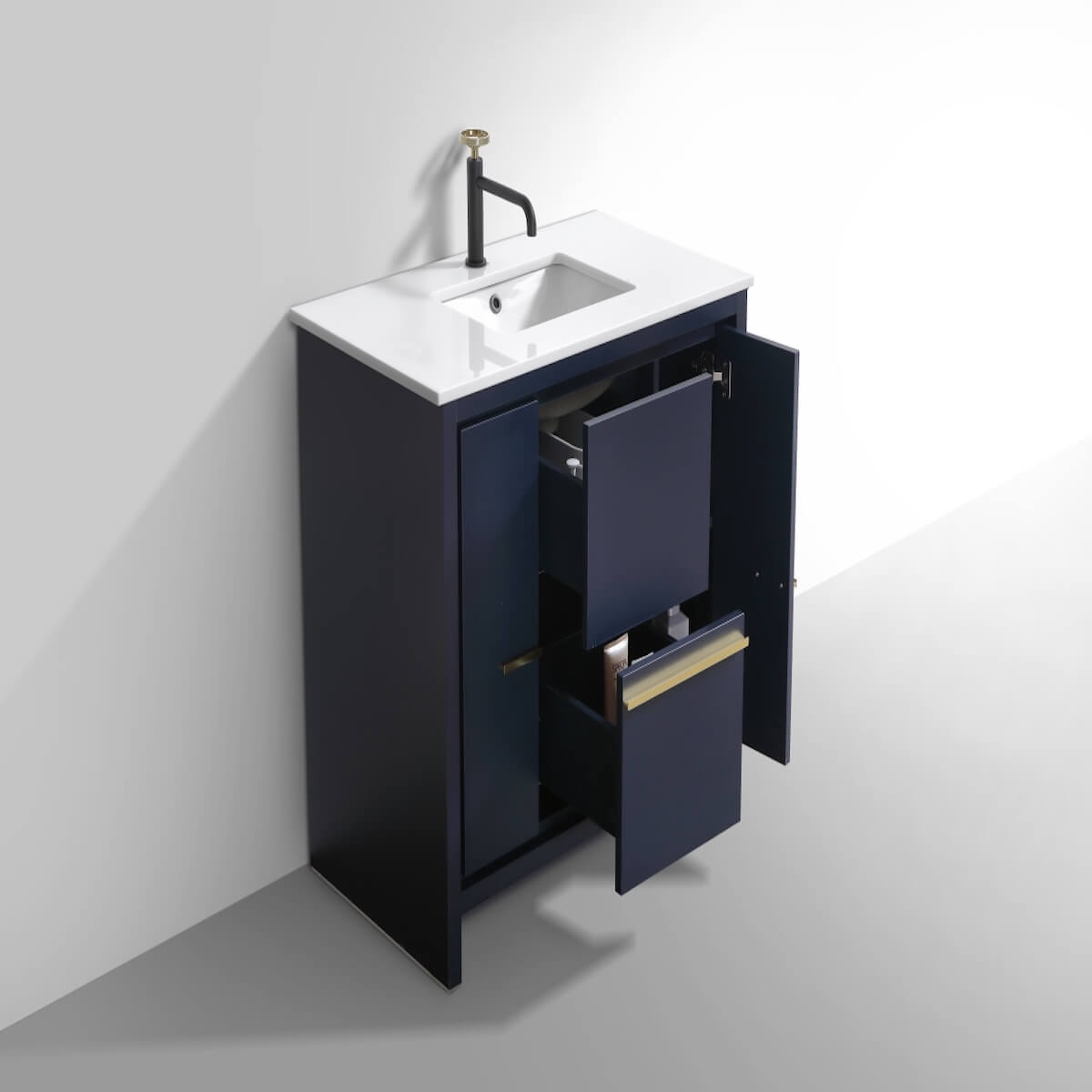 KubeBath Dolce 36” Blue Modern Bathroom Vanity with Quartz Countertop AD636BLUE Inside #finish_blue