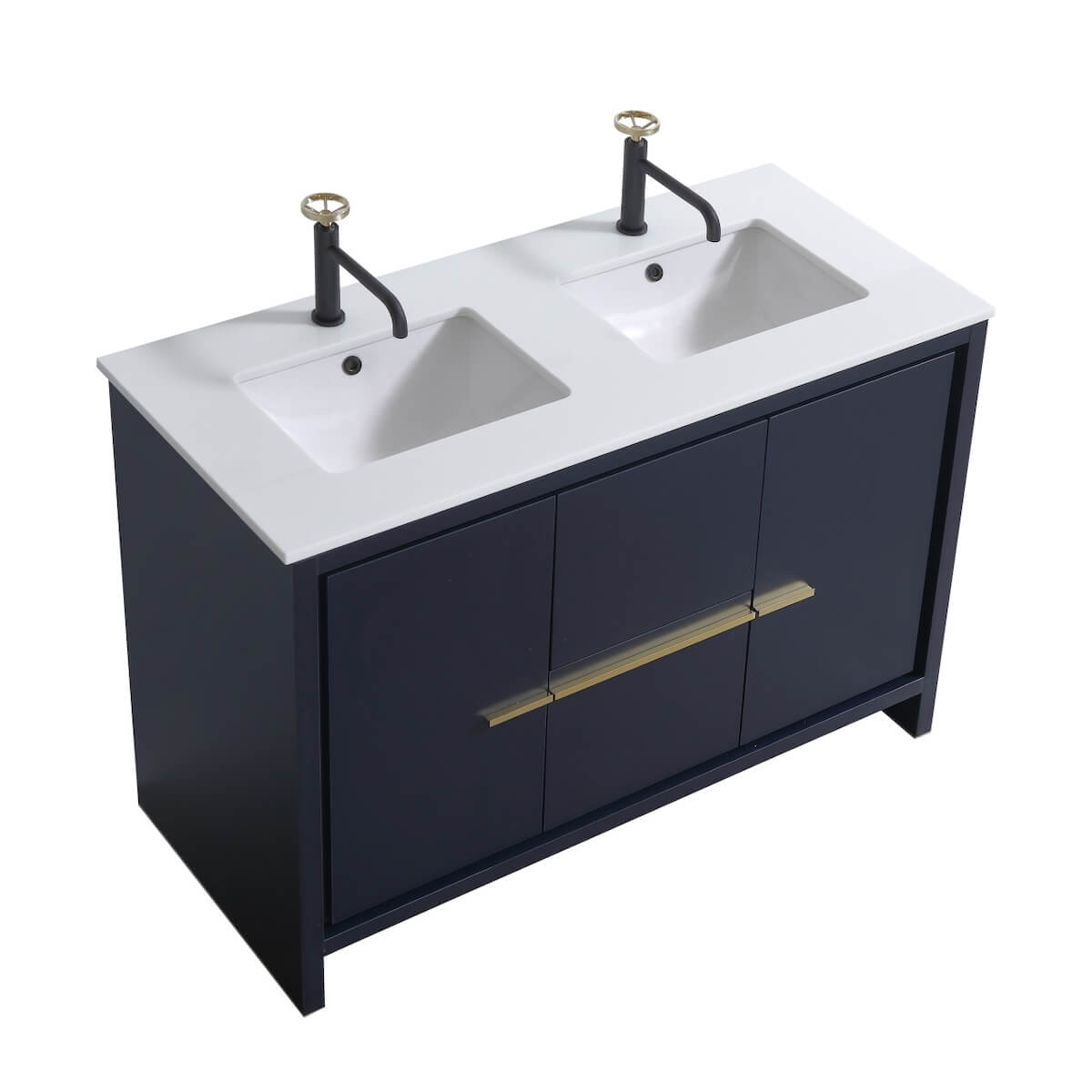 KubeBath Dolce 48” Blue Modern Bathroom Double Vanity with Quartz Countertop AD648DBLUE #finish_blue