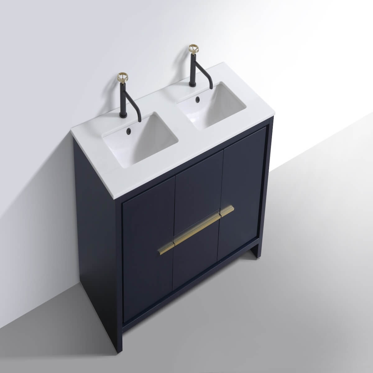 KubeBath Dolce 48” Blue Modern Bathroom Double Vanity with Quartz Countertop AD648DBLUE #finish_blue