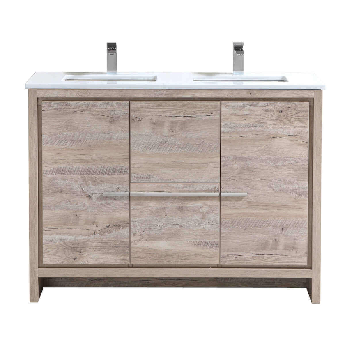 KubeBath Dolce 48" Nature Wood Freestanding Double Vanity with Quartz Countertop AD648DNW #finish_nature wood