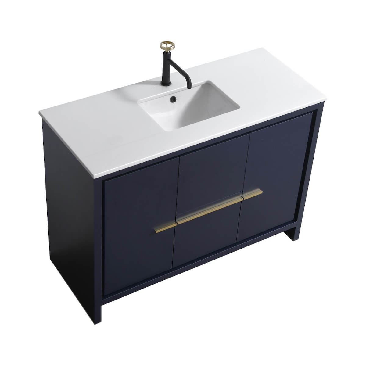 KubeBath Dolce 48” Blue Modern Bathroom Single Vanity with Quartz Countertop AD648SBLUE #finish_blue