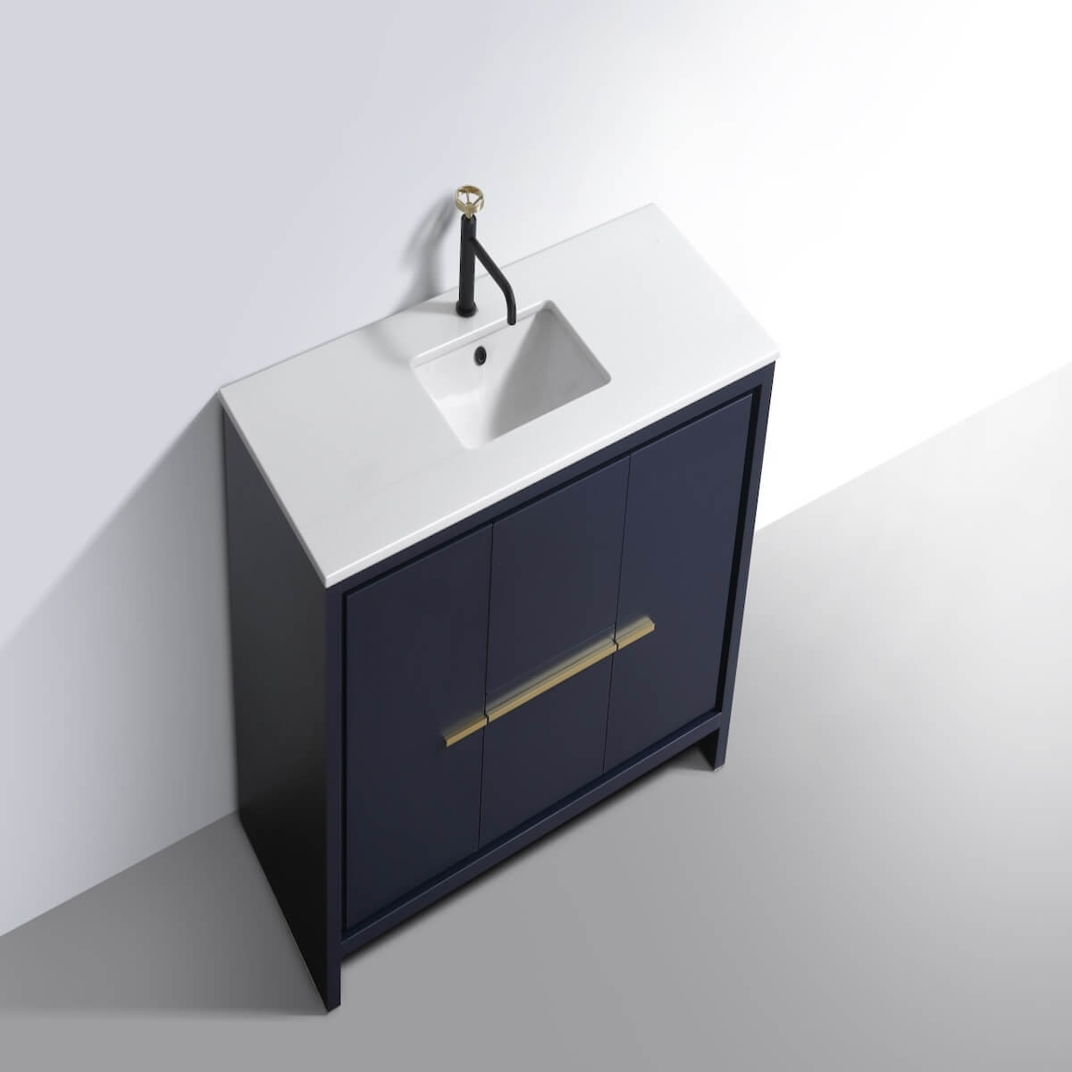 KubeBath Dolce 48” Blue Modern Bathroom Single Vanity with Quartz Countertop AD648SBLUE #finish_blue