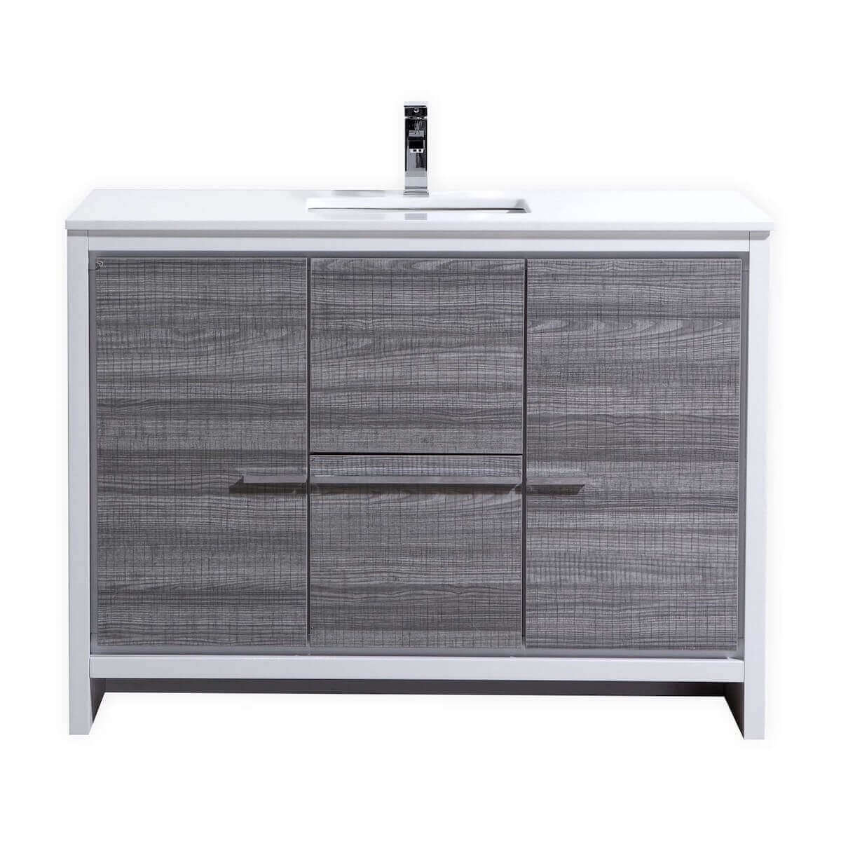 KubeBath Dolce 48" Ash Gray Freestanding Single Vanity with Quartz Countertop AD648SHG #finish_ash gray
