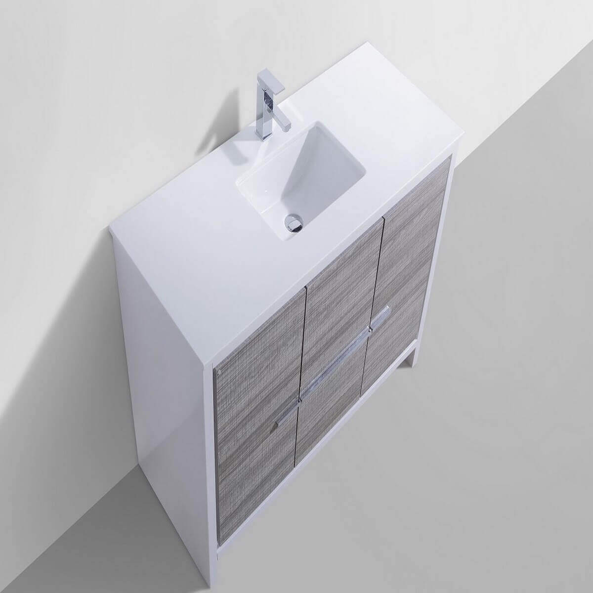 KubeBath Dolce 48" Ash Gray Freestanding Single Vanity with Quartz Countertop AD648SHG #finish_ash gray