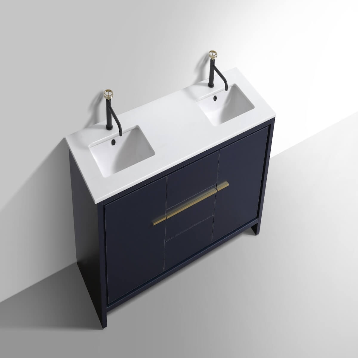 KubeBath Dolce 60” Blue Modern Bathroom Double Vanity with Quartz Countertop AD660DBLUE #finish_blue