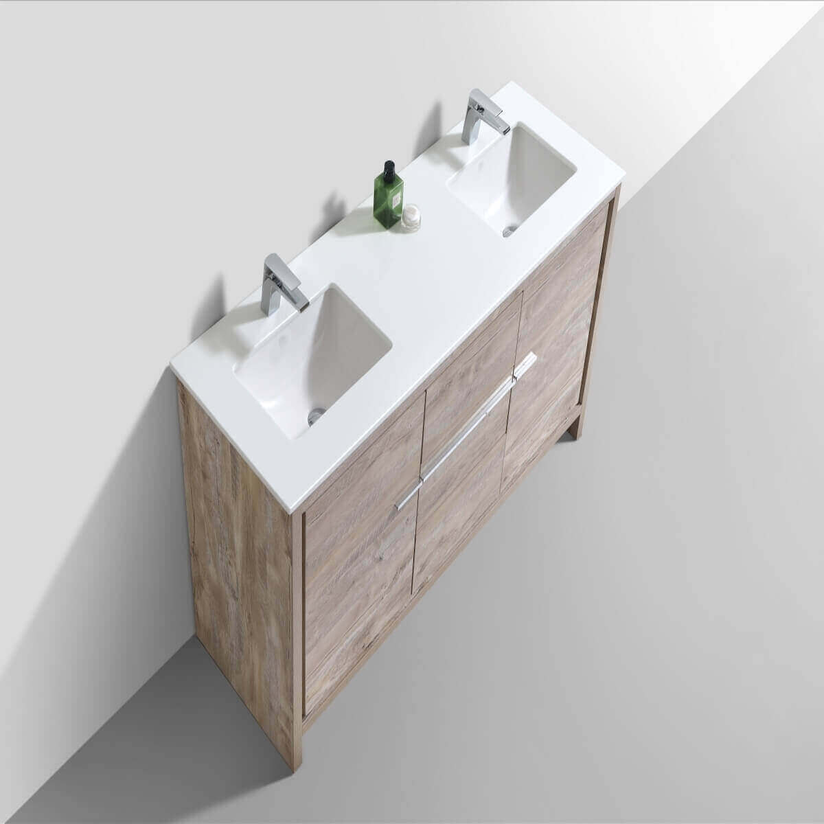 KubeBath Dolce 60" Nature Wood Freestanding Double Vanity with Quartz Countertop AD660DNW #finish_nature wood