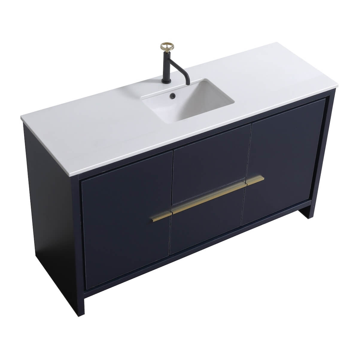 KubeBath Dolce 60” Blue Modern Bathroom Single Vanity with Quartz Countertop AD660SBLUE #finish_blue