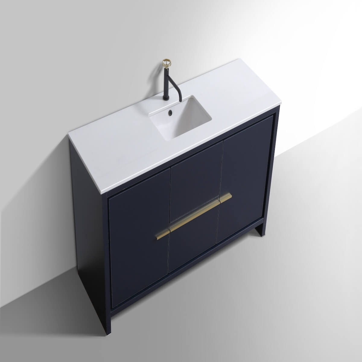 KubeBath Dolce 60” Blue Modern Bathroom Single Vanity with Quartz Countertop AD660SBLUE #finish_blue
