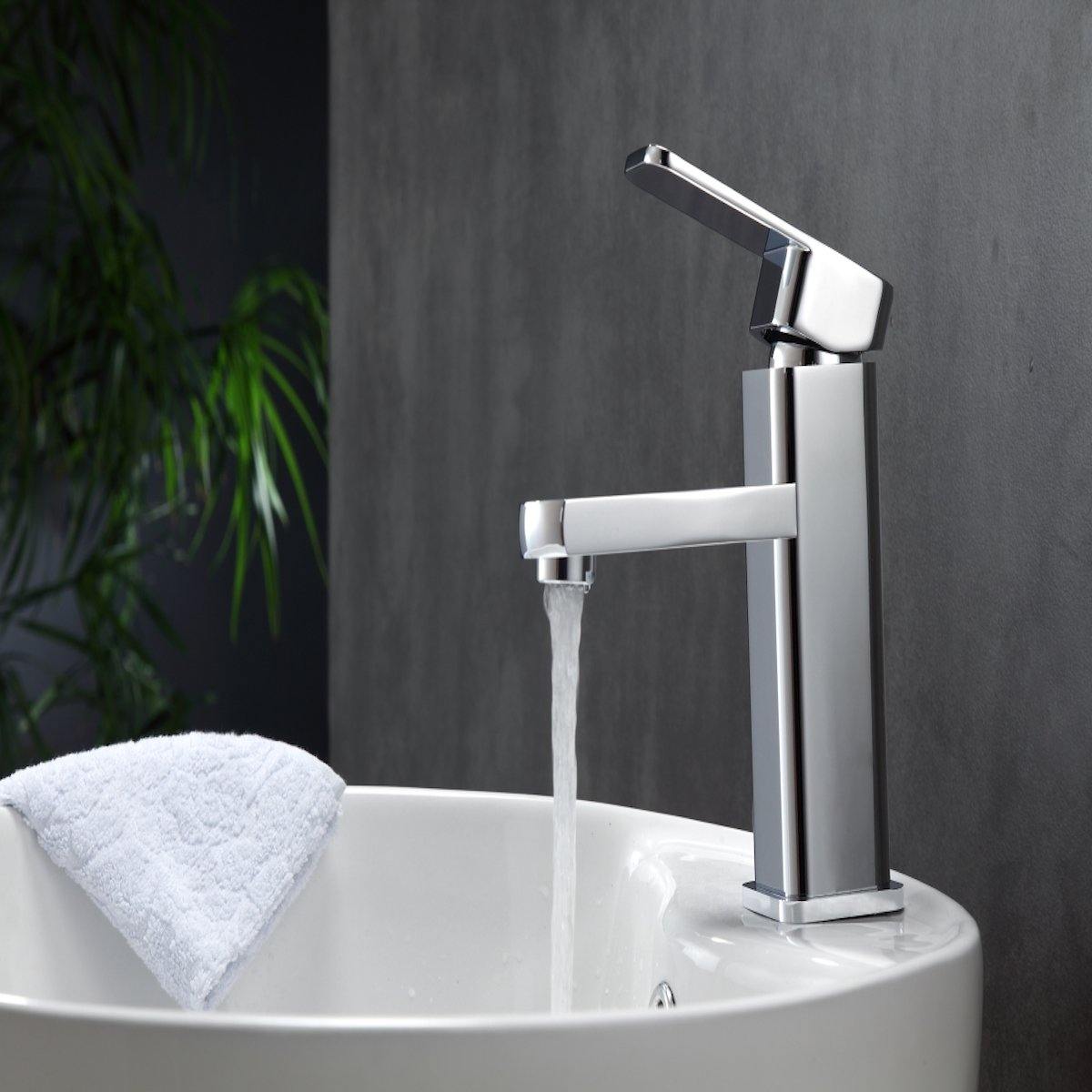 KubeBath Aqua Soho Single Hole Mount Bathroom Vanity Faucet - Chrome AFB038