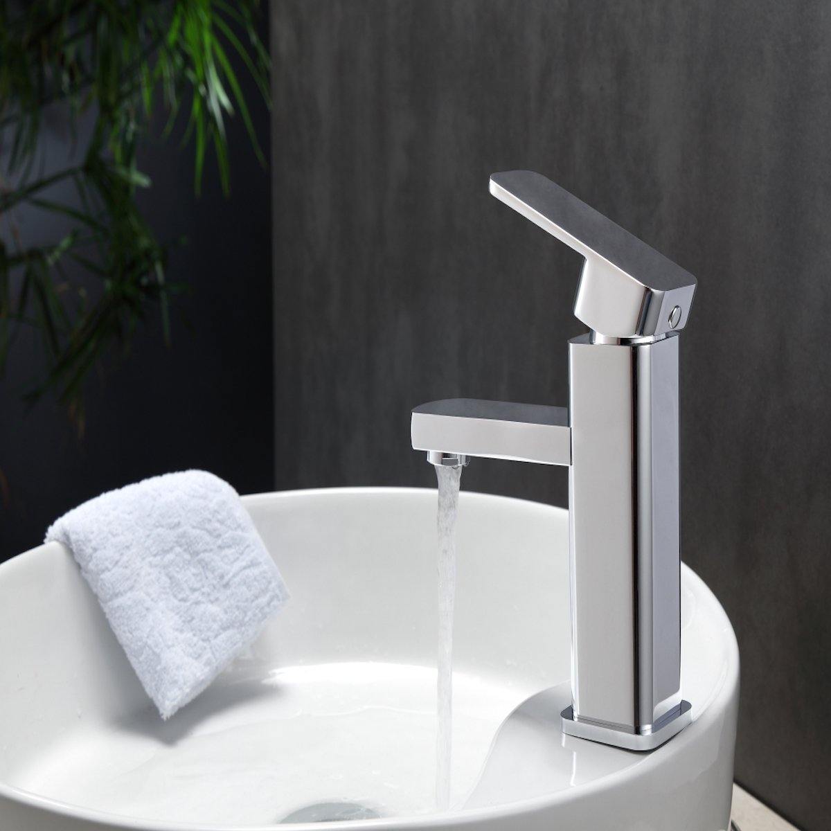 KubeBath Aqua Soho Single Hole Mount Bathroom Vanity Faucet - Chrome AFB038