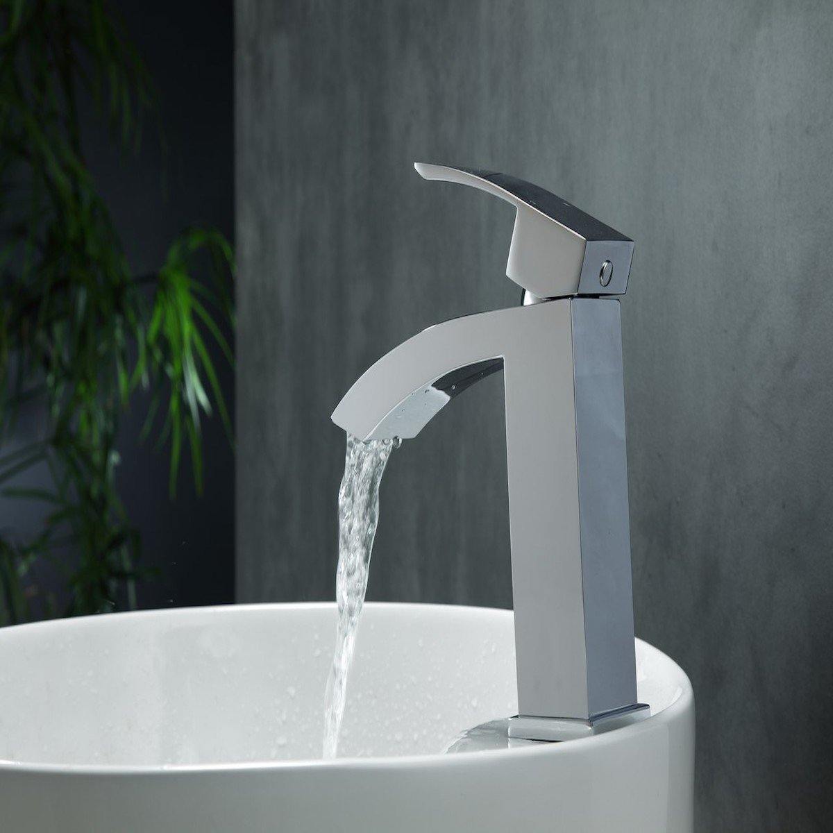 KubeBath Aqua Blazo Single Lever Wide Spread Bathroom Vanity Faucet - Chrome AFB053