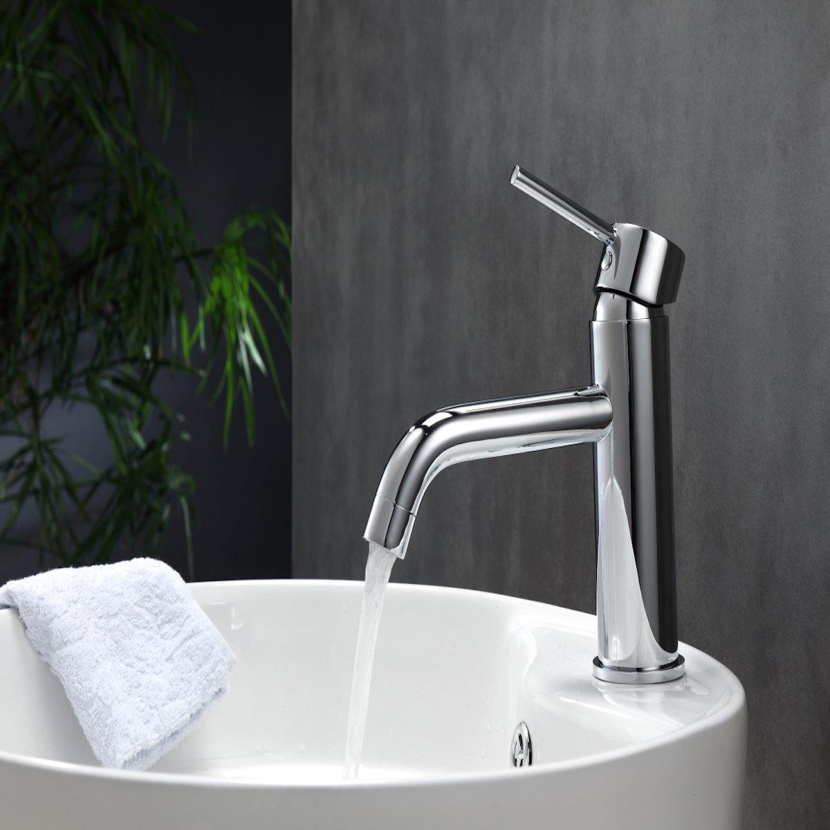 KubeBath Aqua Rondo Single Hole Mount Bathroom Vanity Faucet - Chrome AFB090