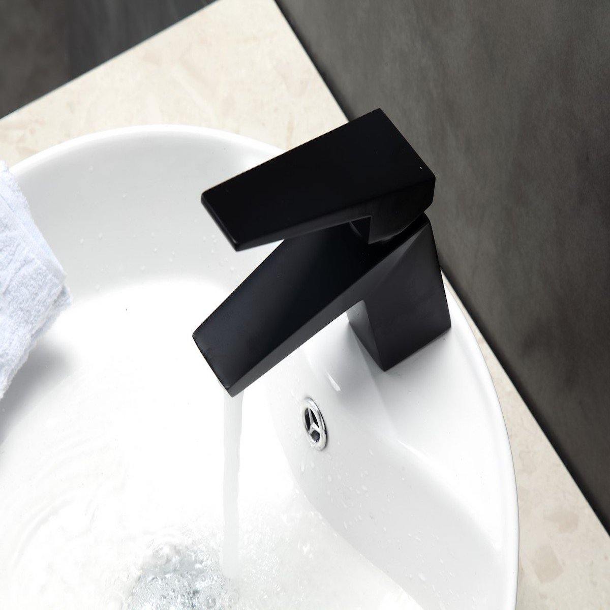 KubeBath Aqua Siza Matte Black Single Lever Modern Bathroom Vanity Faucet AFB13BK #finish_matte black