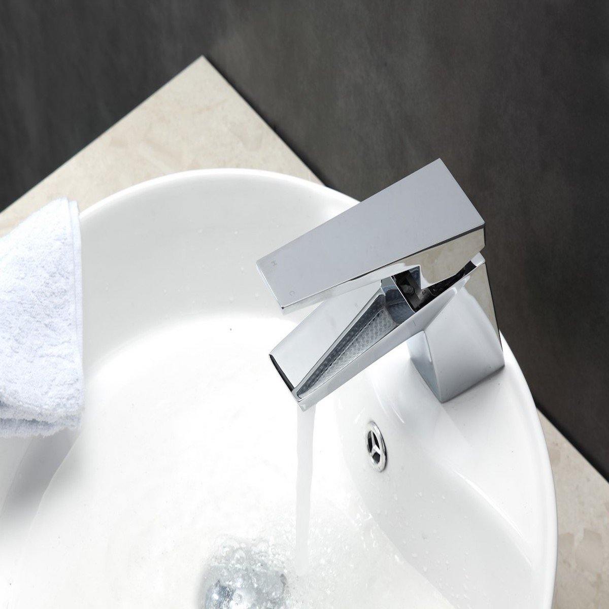 KubeBath Aqua Siza Chrome Single Lever Modern Bathroom Vanity Faucet AFB13CH #finish_chrome