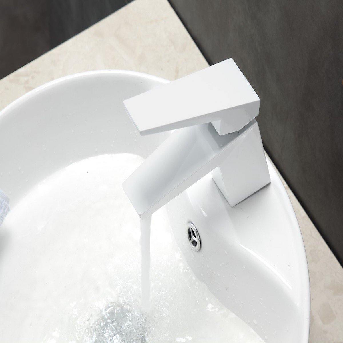 KubeBath Aqua Siza White Single Lever Modern Bathroom Vanity Faucet AFB13WH #finish_white