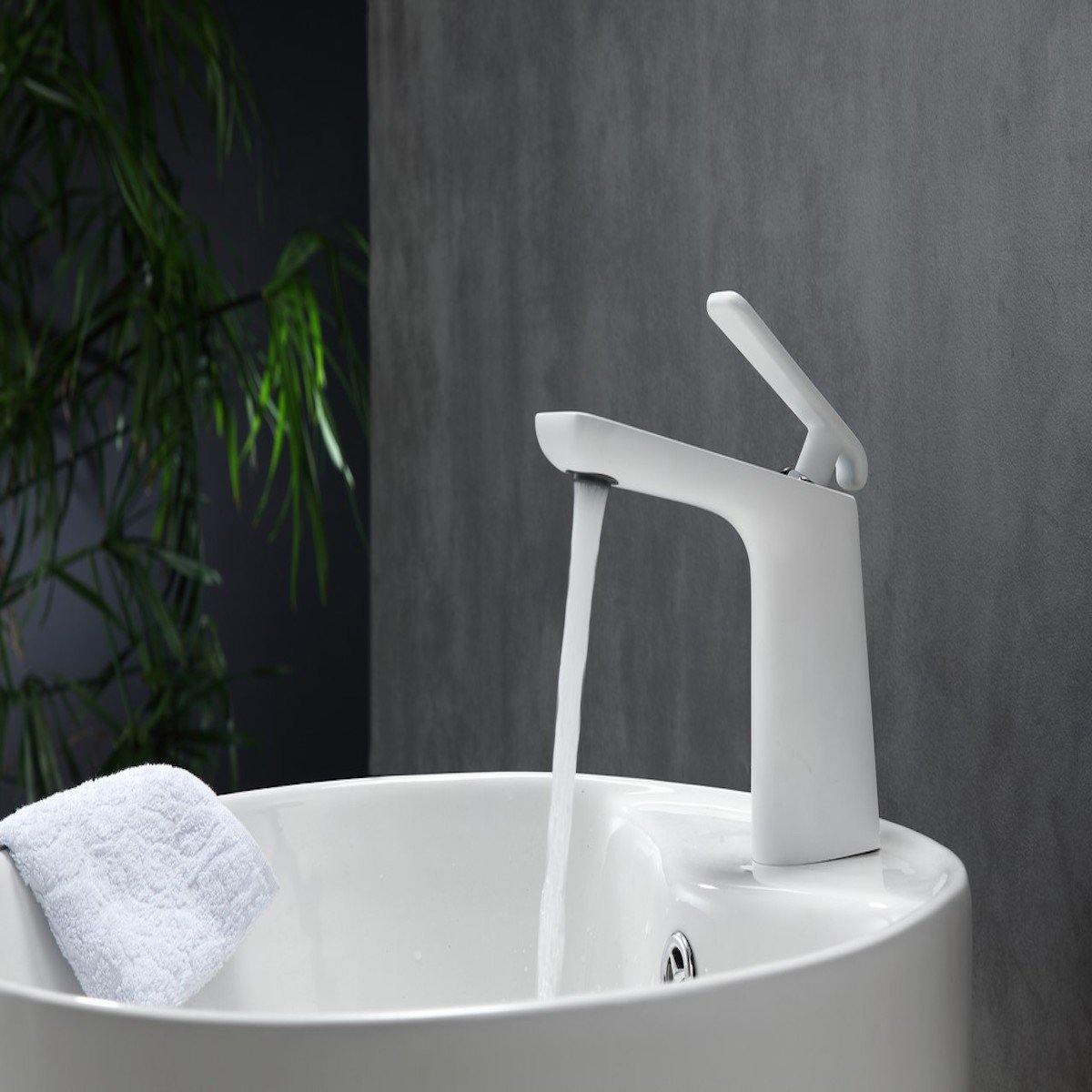 KubeBath Aqua Adatto Chrome and White Single Lever Faucet AFB1639WH #finish_chrome and white