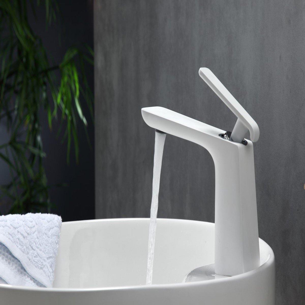 KubeBath Aqua Adatto Chrome and White Single Lever Faucet AFB1639WH #finish_chrome and white