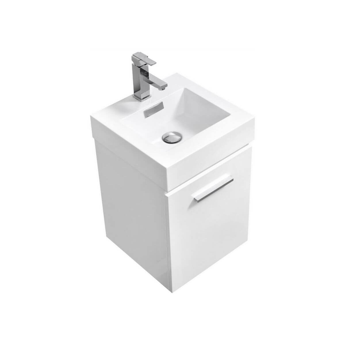 KubeBath Bliss 16" White Wall Mount Single Vanity BSL16-GW #finish_gloss white