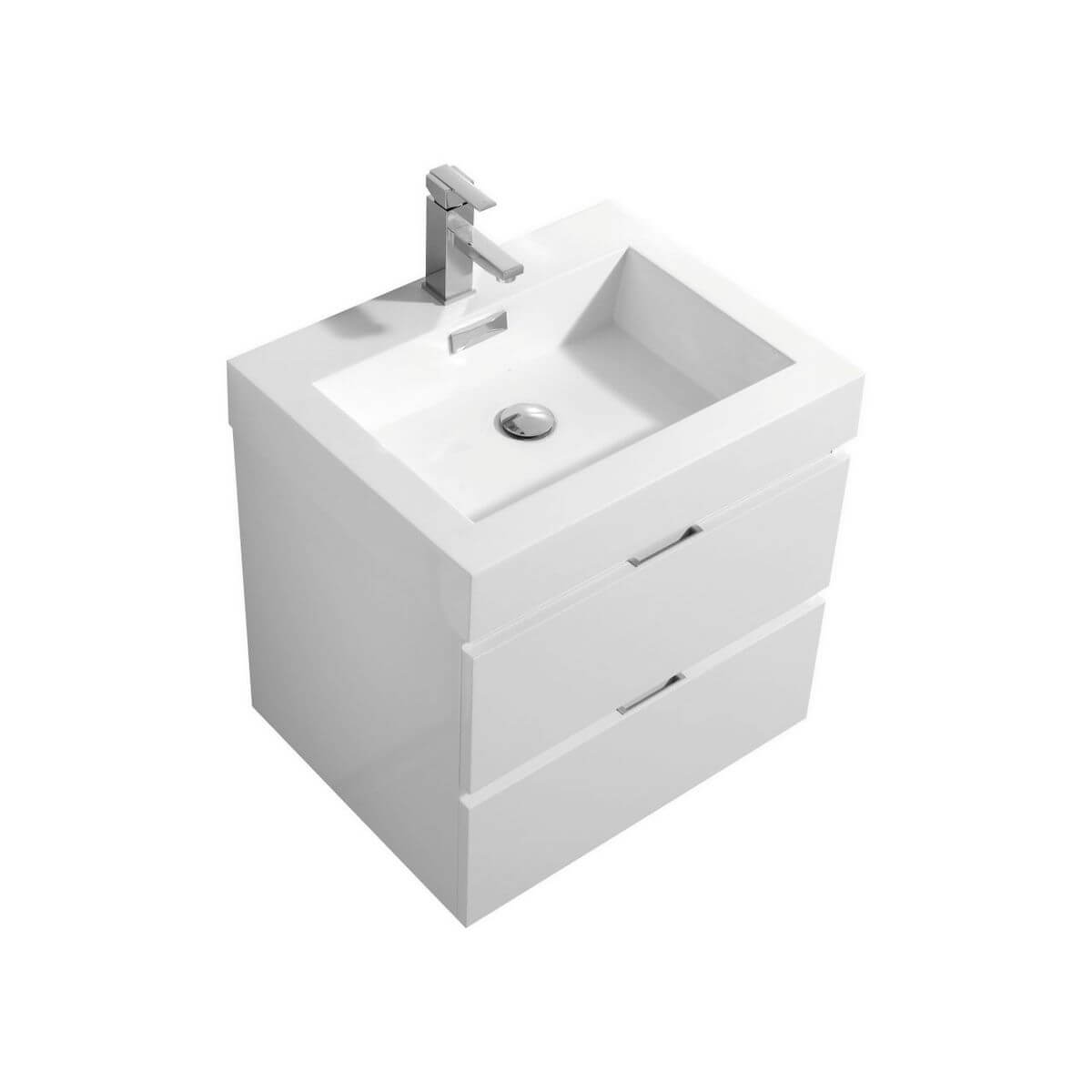 KubeBath Bliss 24" Gloss White Wall Mount Single Vanity BSL24GW #finish_gloss white