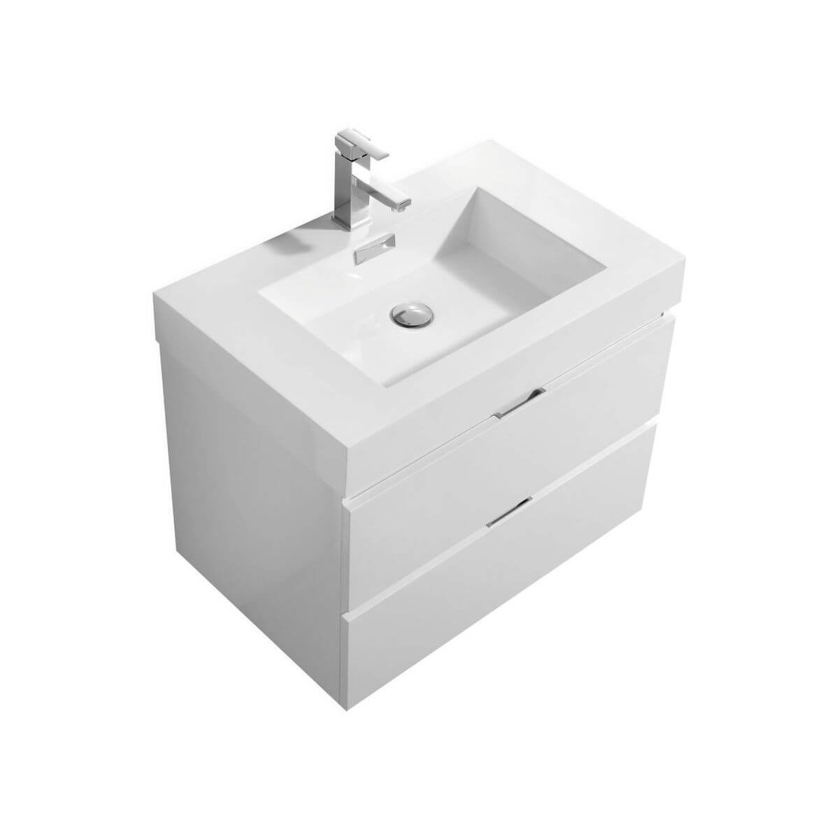 KubeBath Bliss 30" Gloss White Wall Mount Single Vanity BSL30-GW #finish_gloss white