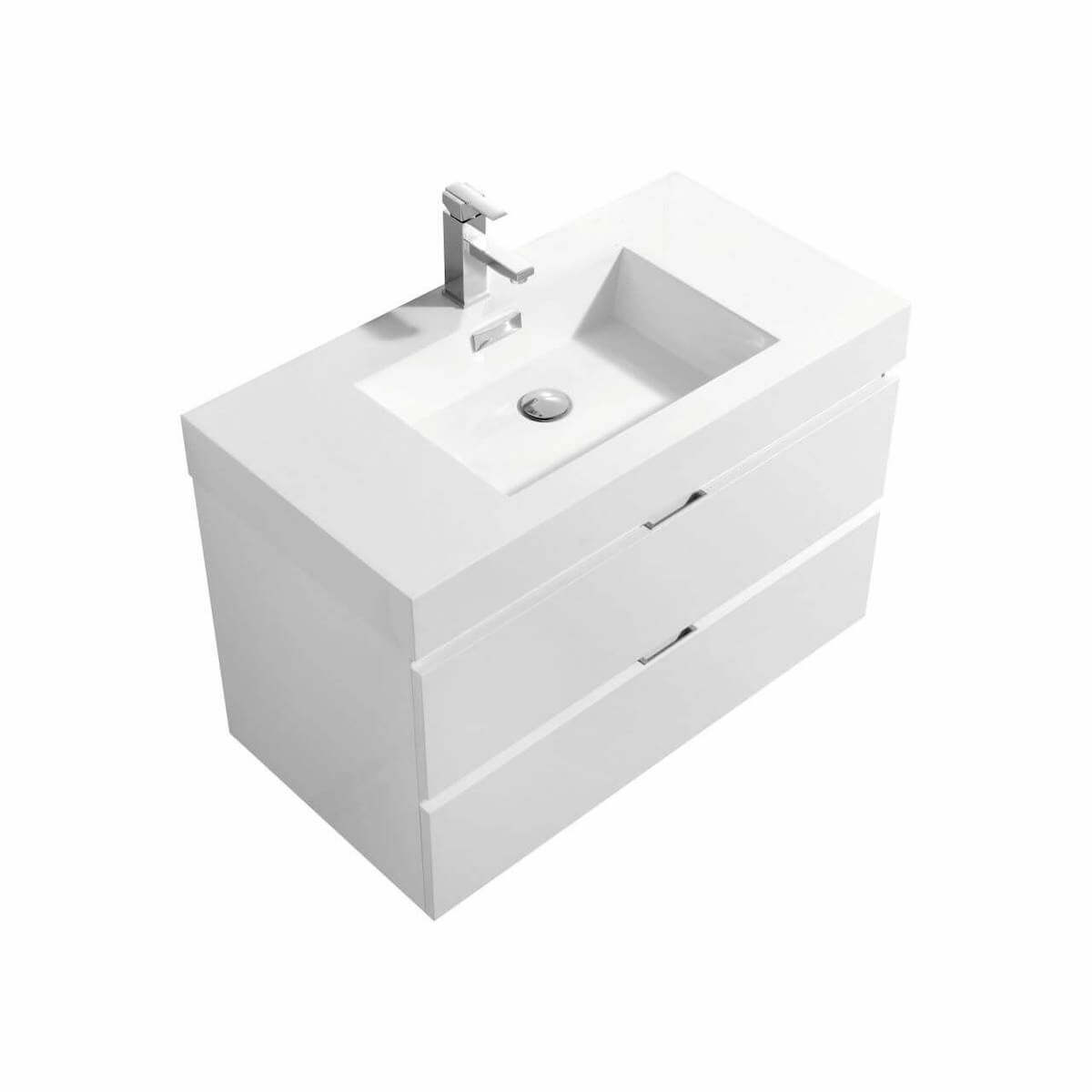 KubeBath Bliss 36" Gloss White Wall Mount Single Vanity BSL36GW #finish_gloss white