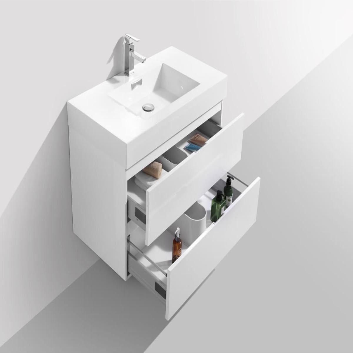 KubeBath Bliss 36" Gloss White Wall Mount Single Vanity BSL36GW Inside #finish_gloss white