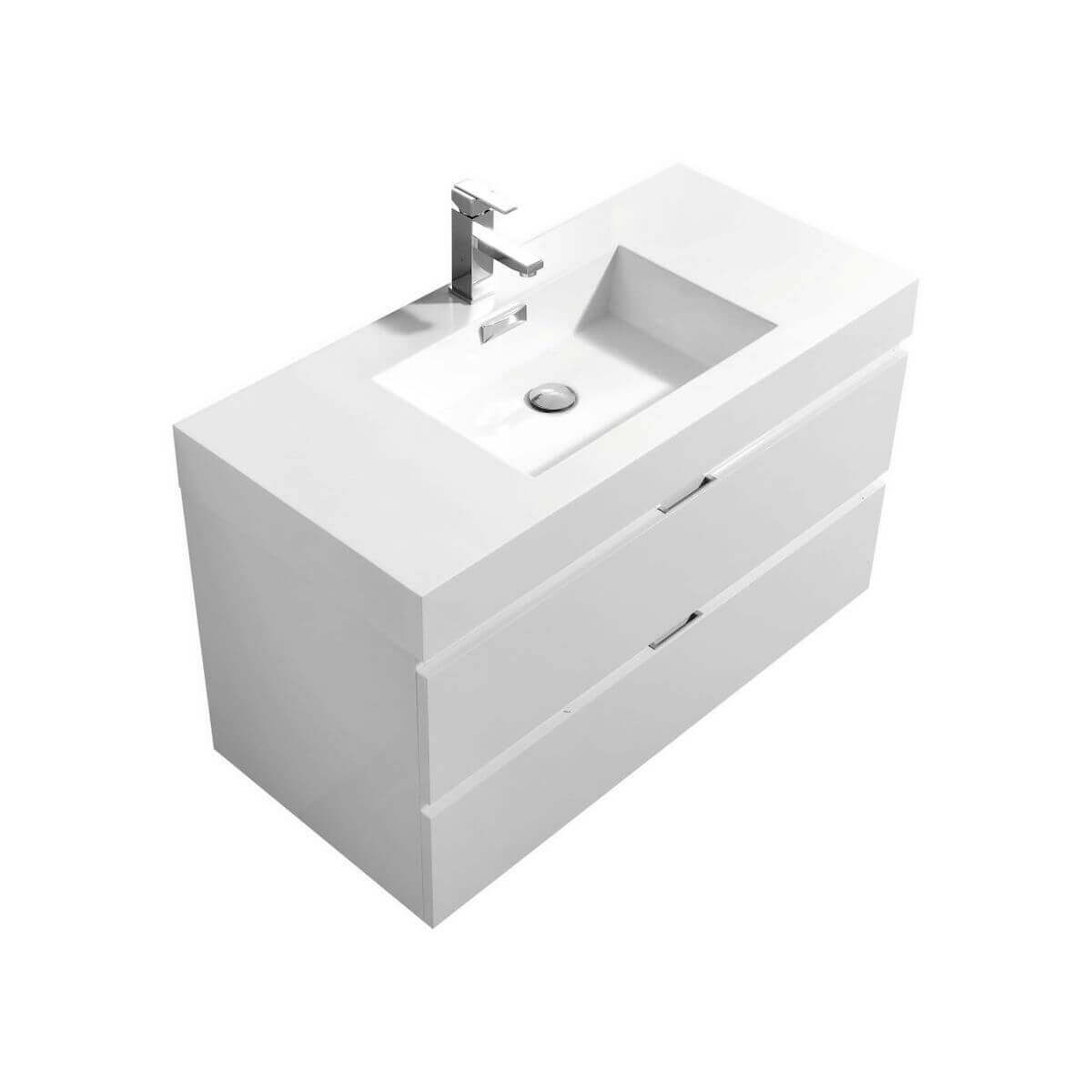 KubeBath Bliss 40" Gloss White Wall Mount Single Vanity BSL40GW #finish_gloss white