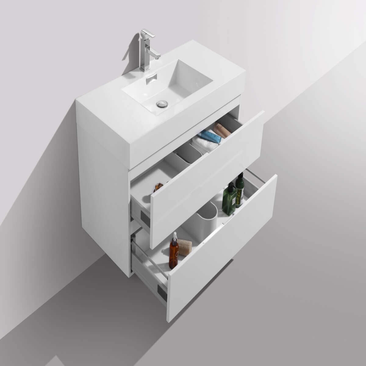 KubeBath Bliss 40" Gloss White Wall Mount Single Vanity BSL40GW Inside #finish_gloss white
