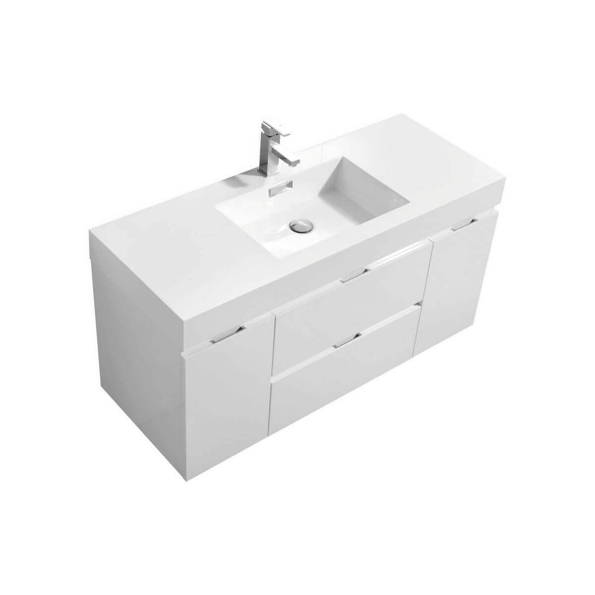KubeBath Bliss 48" Gloss White Wall Mount Single Vanity BSL48-GW #finish_gloss white