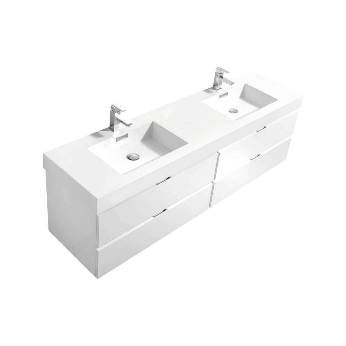 KubeBath Bliss 80" Gloss White Wall Mount Double Vanity BSL80-GW #finish_gloss white