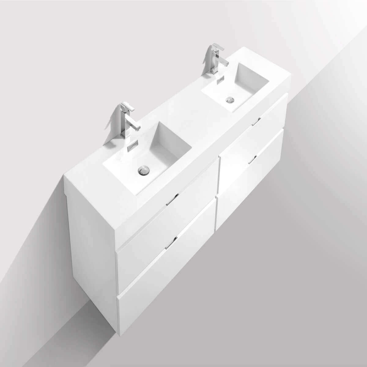 KubeBath Bliss 80" Gloss White Wall Mount Double Vanity BSL80-GW #finish_gloss white