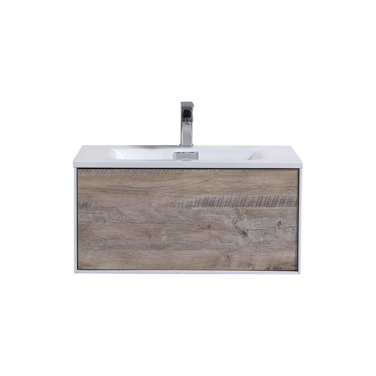 KubeBath Divario 30" Nature Wood Wall Mount Modern Bathroom Single Vanity D30-NW