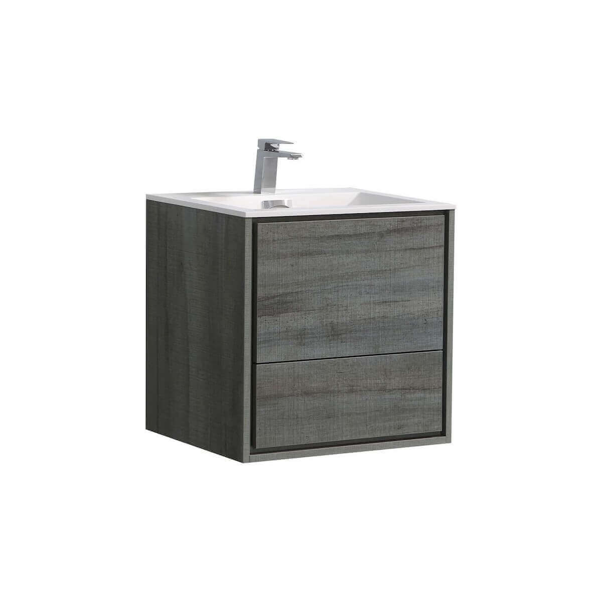 KubeBath DeLusso 24" Ocean Gray Wall Mount Single Vanity DL24-BE #finish_ocean gray