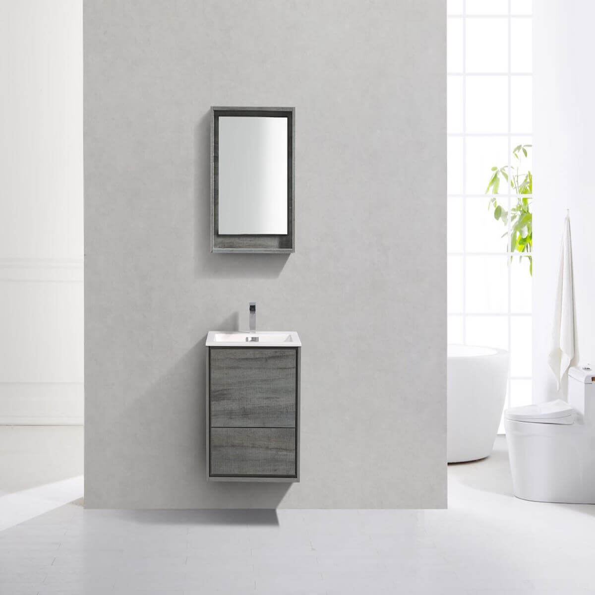 KubeBath DeLusso 24" Ocean Gray Wall Mount Single Vanity DL24-BE in Bathroom #finish_ocean gray