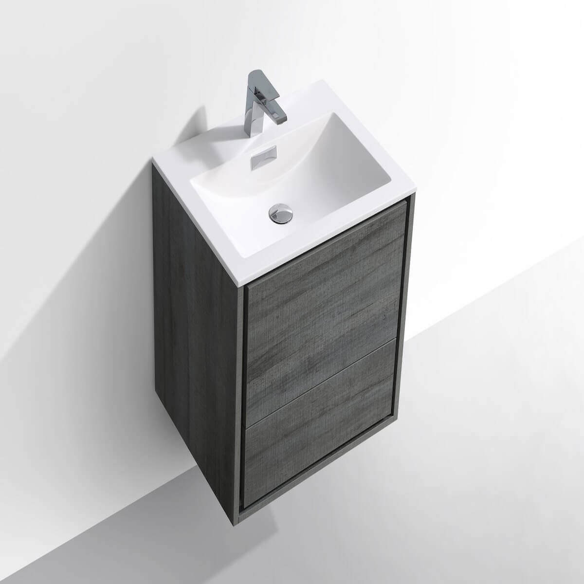 KubeBath DeLusso 24" Ocean Gray Wall Mount Single Vanity DL24-BE #finish_ocean gray
