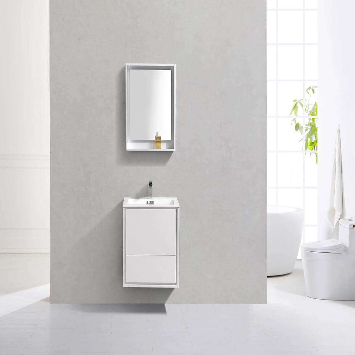 KubeBath DeLusso 24" Gloss White Wall Mount Single Vanity DL24-GW in Bathroom #finish_high gloss white